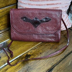 Vintage Sharif Maroon Leather Envelope Bag- OS